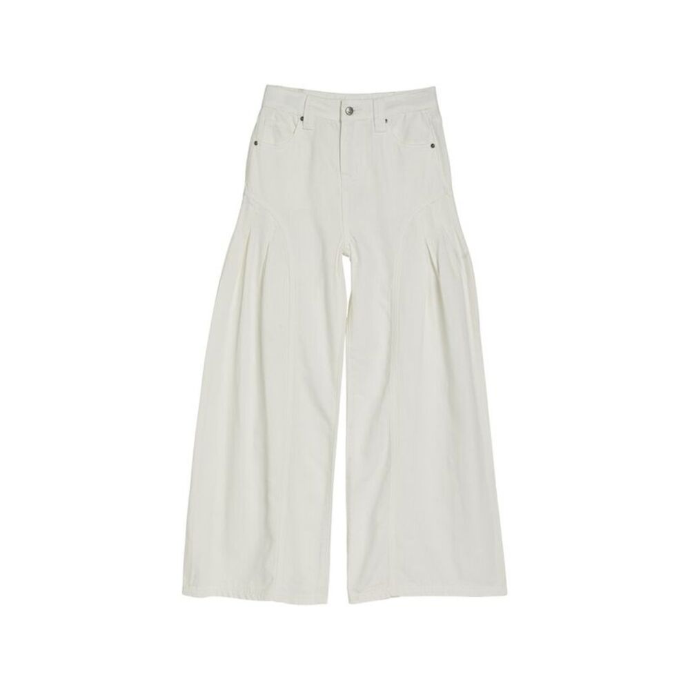 Tractr Girls Jeans Pleated Side Wide Leg Pant, White
